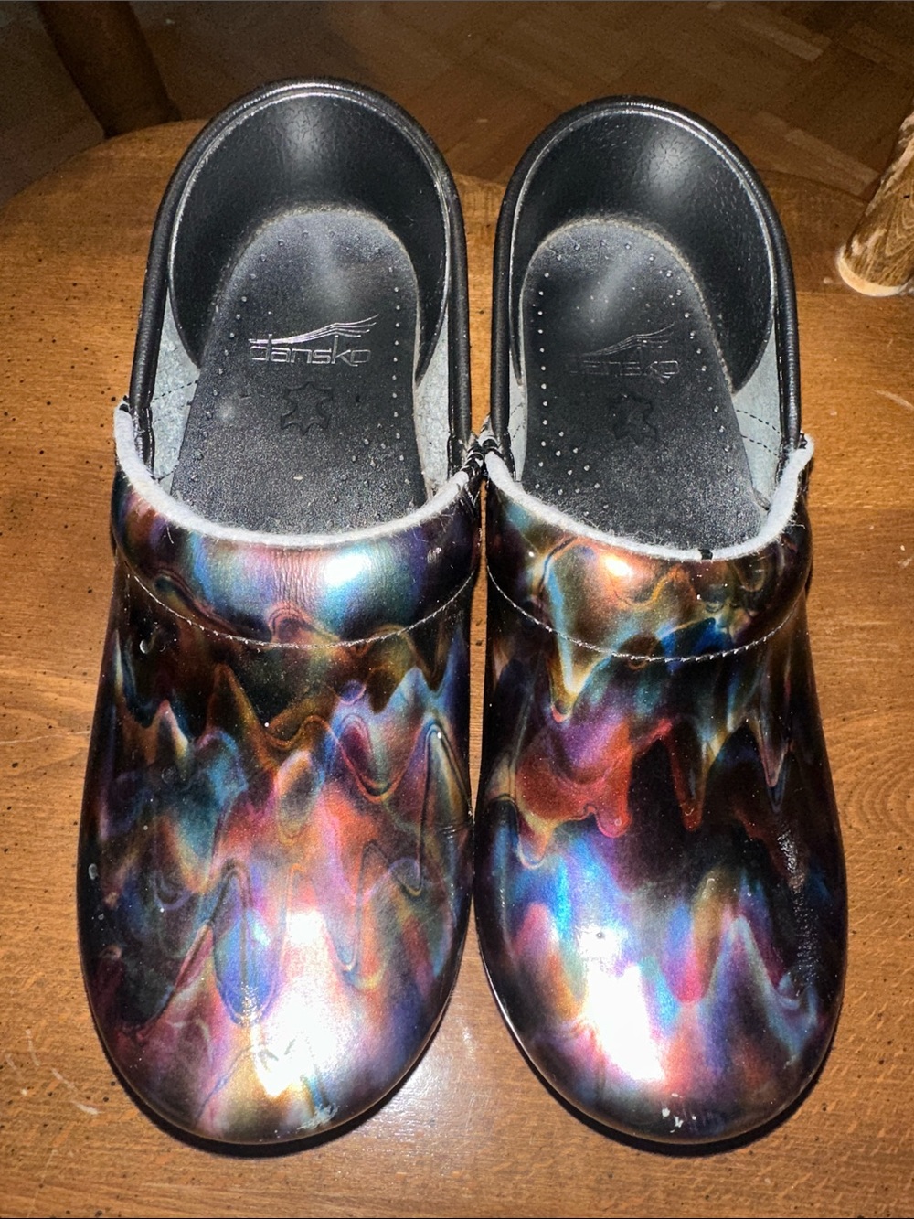 Dansko Kids Iridescent Rainbow Clogs Size 36